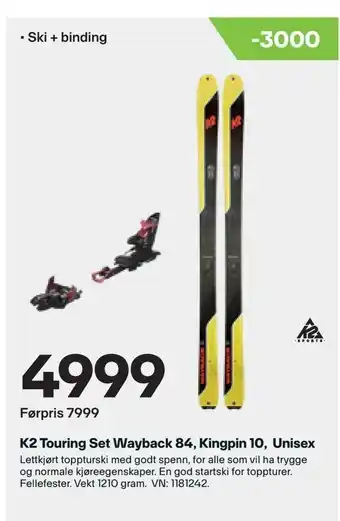 XXL Sport K2 Touring Set Wayback 84, Kingpin 10, Unisex tilbud