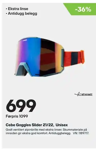 XXL Sport Cebe Goggles Slider 21/22, Unisex tilbud