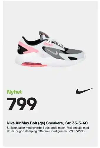 XXL Sport Nike Air Max Bolt (gs) Sneakers, Str. 35-5-40 tilbud