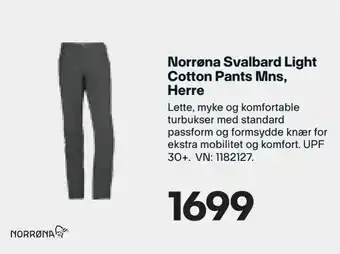 XXL Sport Norrøna Svalbard Light Cotton Pants Mns, Herre tilbud