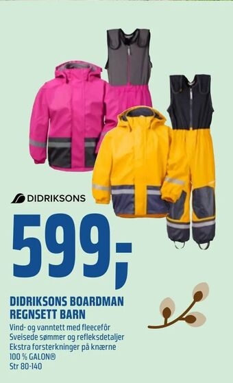 Coop Obs Didriksons boardman regnsett barn tilbud