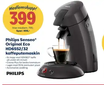 Coop Extra Philips senseo kaffemaskin tilbud
