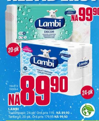 Europris Lambi toalettpapir tilbud