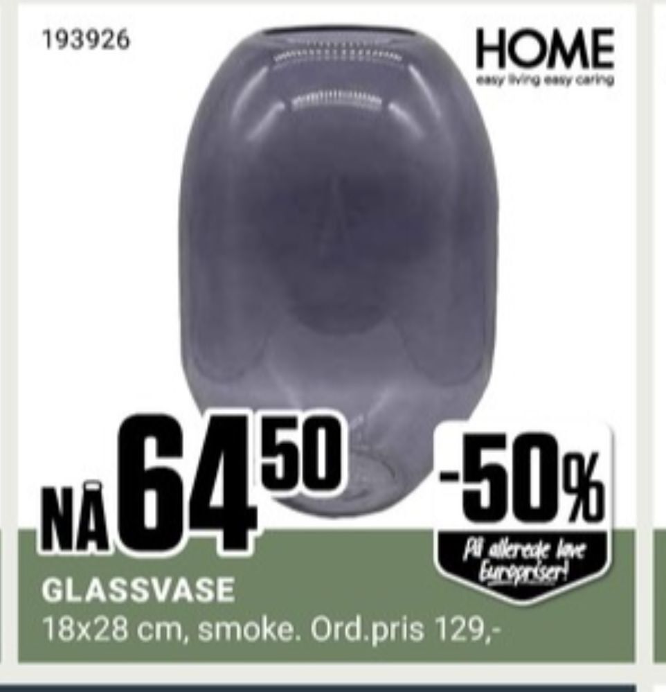 Europris Home vase tilbud