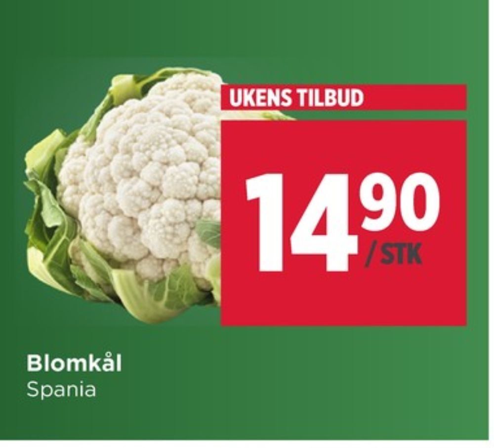 Meny Ukjent blomkål tilbud