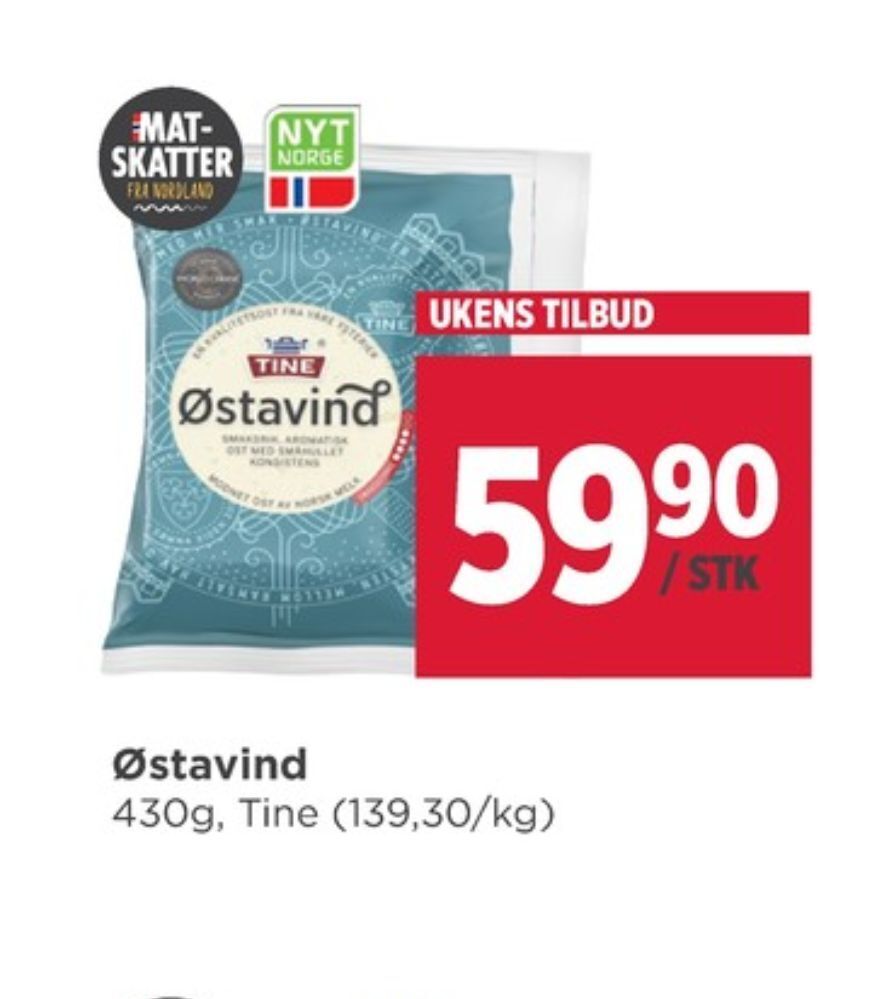 Meny Østavind ost tilbud