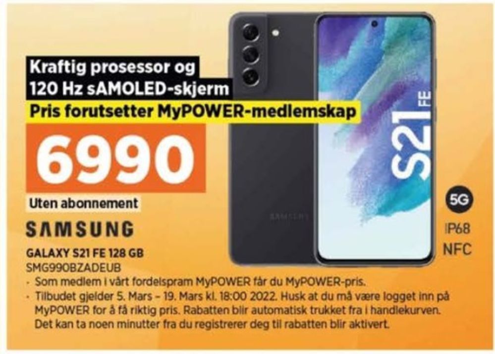 POWER Samsung galaxy s21 fe mobiltelefon tilbud