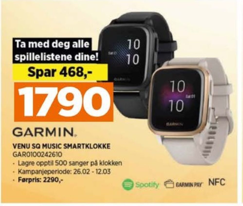 POWER Garmin smartwatch tilbud