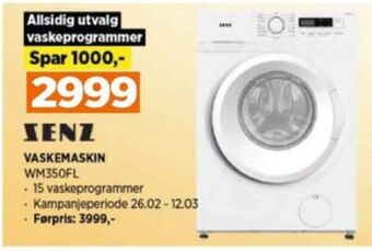 POWER Senz vaskemaskin tilbud