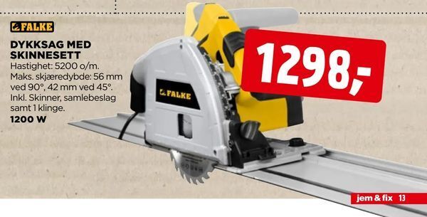 jem & fix Dykksag med skinnesett tilbud