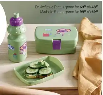 Princess Drikkeflaske Fantus grønn, Matboks Fantus grønn tilbud