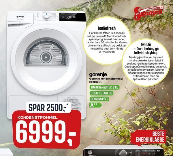 Skousen Gorenje kondenstrommel DES92IG. tilbud