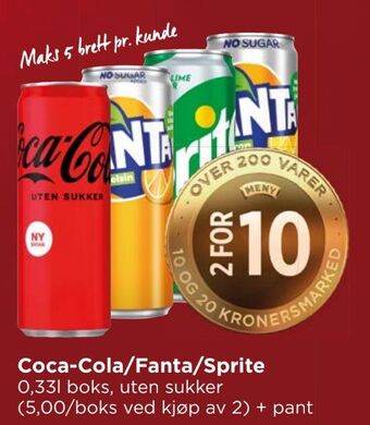 Meny Coca-Cola/Fanta/Sprite tilbud