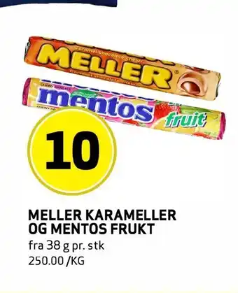 Bunnpris Meller karameller og mentos frukt tilbud