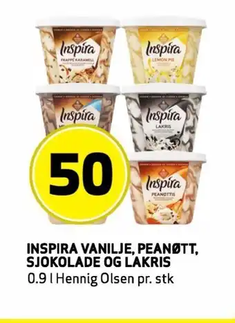 Bunnpris Inspira vanilje, peanøtt, sjokolade og lakris tilbud