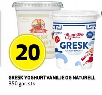Bunnpris Gresk yoghurt vanilje og naturell tilbud