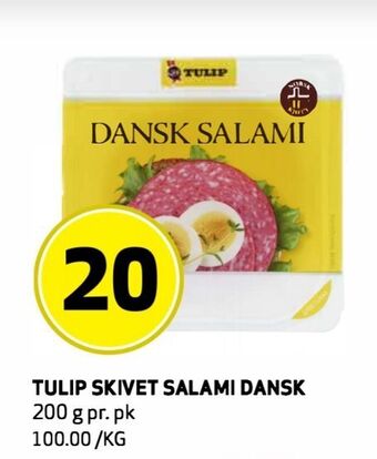 Bunnpris Tulip skivet salami dansk tilbud