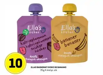 Bunnpris Ellas barnemat sviske og bananas tilbud