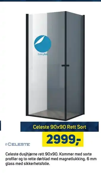 Megaflis Celeste 90x90 Rett Sort tilbud