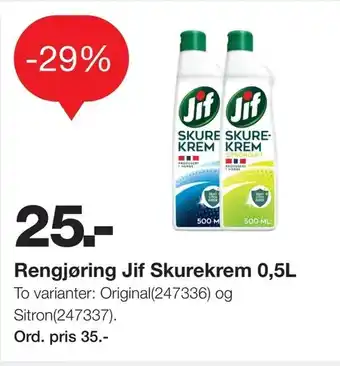 Staples Rengjøring Jif Skurekrem 0,5L tilbud