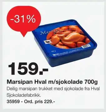 Staples Marsipan Hval m/sjokolade 700g tilbud