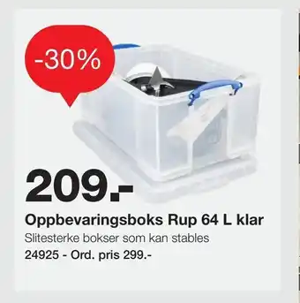 Staples Oppbevaringsboks Rup 64 L klar tilbud