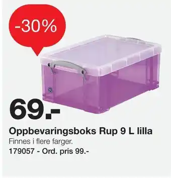 Staples Oppbevaringsboks Rup 9 L lilla tilbud