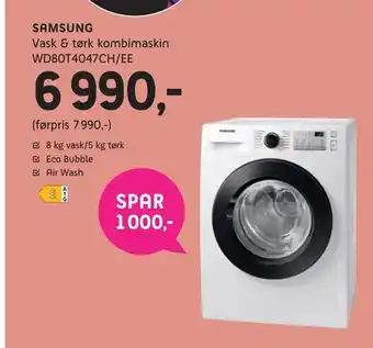 ELON Samsung Vask & tørk kombimaskin WD80T4047CH/EE tilbud