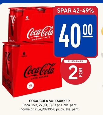Rema 1000 Coca-cola m/u-sukker tilbud