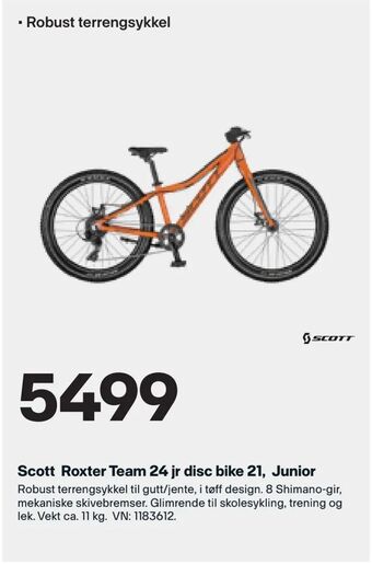 XXL Sport Scott Roxter Team 24 jr disc bike 21, Junior tilbud