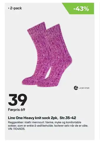XXL Sport Line One Heavy knit sock 2pk, Str.35-42 tilbud