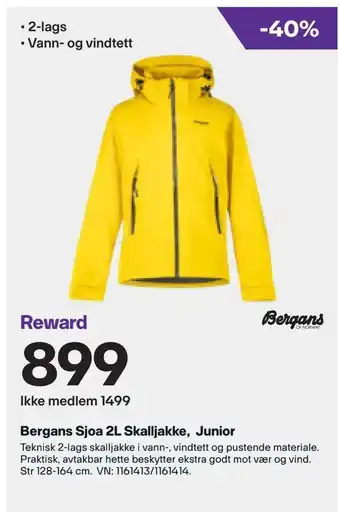 XXL Sport Bergans Sjoa 2L Skalljakke, Junior tilbud