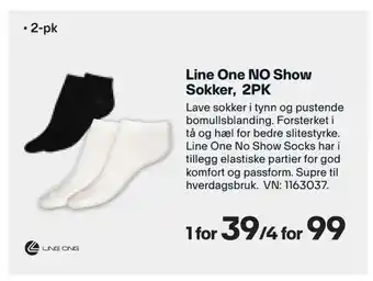 XXL Sport Line One NO Show Sokker, 2PK tilbud