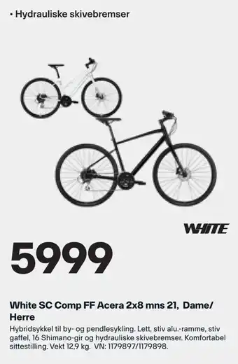 XXL Sport White SC Comp FF Acera 2x8 mns 21, Dame/ Herre tilbud