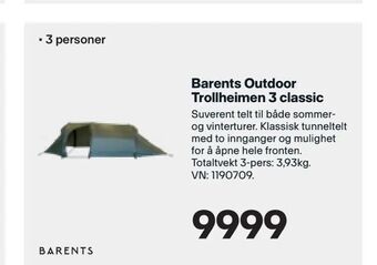 XXL Sport Barents Outdoor Trollheimen 3 classic tilbud