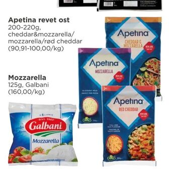 Meny Apetina revet ost tilbud