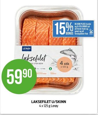 Kiwi Laksefilet u/skinn tilbud