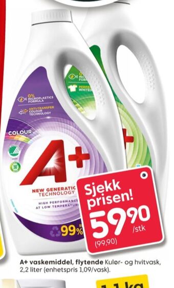 Rusta A+ vaskemiddel-flytende tilbud