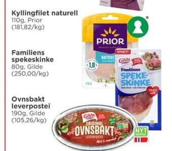 Meny Prior pålegg tilbud