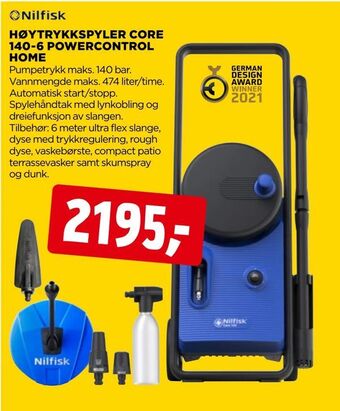 jem & fix Høytrykkspyler core 140-6 powercontrol home tilbud
