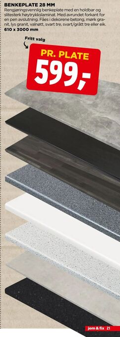 jem & fix Benkeplate 28 mm tilbud