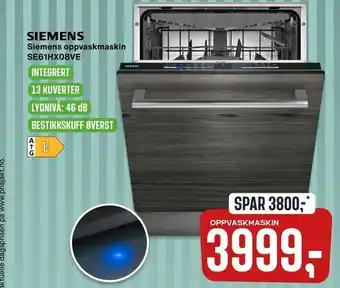 Skousen Siemens oppvaskmaskin SE61HX08VE tilbud