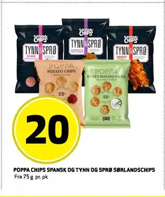 Bunnpris Poppa chips spansk og tynn og sprø sørlandschips tilbud