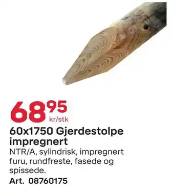 Byggmax 60x1750 Gjerdestolpe impregnert tilbud