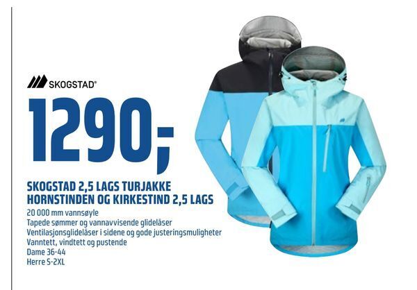 Coop Obs Skogstad 2,5 lags turjakke hornstinden og kirkestind 2,5 lags tilbud