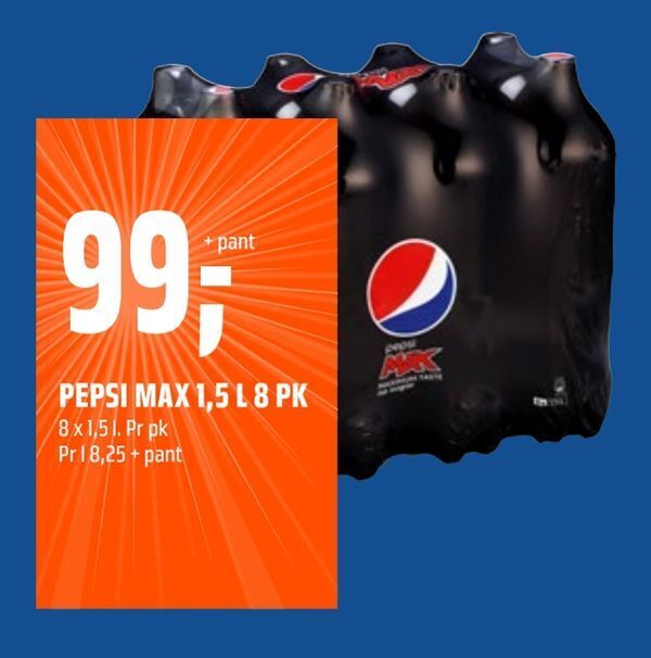 Coop Obs Pepsi max 1,5 l 8 pk tilbud