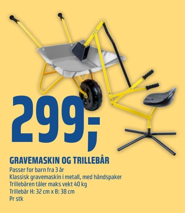 Coop Obs Gravemaskin og trillebår tilbud
