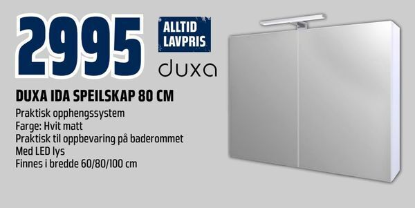 Obs Bygg Duxa ida speilskap 80 cm tilbud