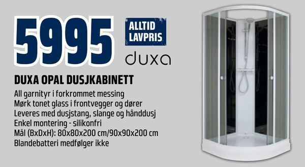 Obs Bygg Duxa opal dusjkabinett tilbud