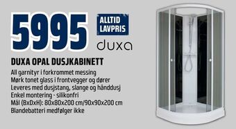 Obs Bygg Duxa opal dusjkabinett tilbud
